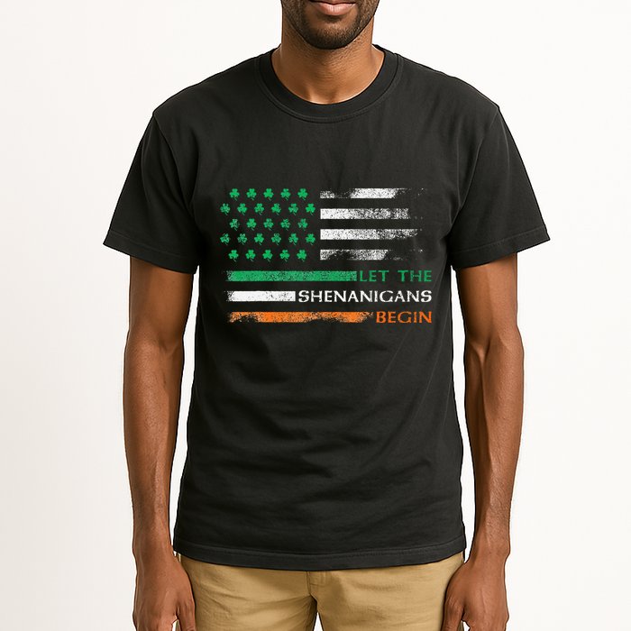 Let The Shenanigans Begin St Patrick Day Irish American Flag Tall T-Shirt