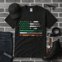 Let The Shenanigans Begin St Patrick Day Irish American Flag Tall T-Shirt