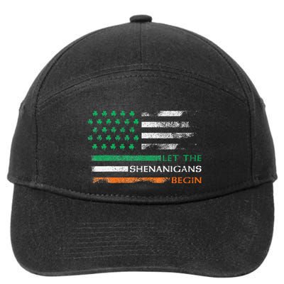 Let The Shenanigans Begin St Patrick Day Irish American Flag 7-Panel Snapback Hat