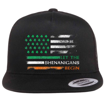 Let The Shenanigans Begin St Patrick Day Irish American Flag Flatbill Hat