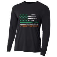Let The Shenanigans Begin St Patrick Day Irish American Flag Cooling Performance Long Sleeve Crew