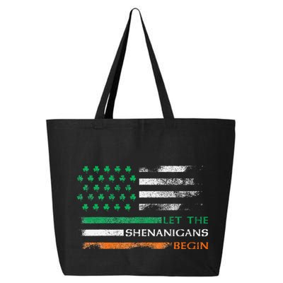 Let The Shenanigans Begin St Patrick Day Irish American Flag 25L Jumbo Tote