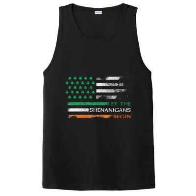 Let The Shenanigans Begin St Patrick Day Irish American Flag PosiCharge Competitor Tank