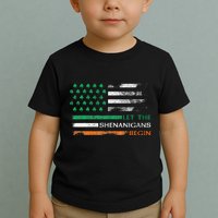 Let The Shenanigans Begin St Patrick Day Irish American Flag Toddler T-Shirt