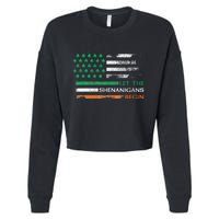 Let The Shenanigans Begin St Patrick Day Irish American Flag Cropped Pullover Crew