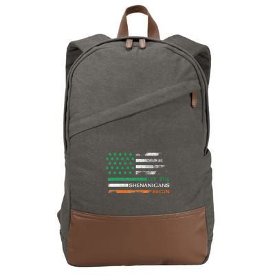 Let The Shenanigans Begin St Patrick Day Irish American Flag Cotton Canvas Backpack