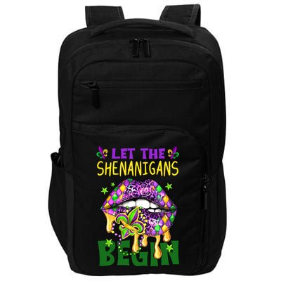 Let The Shenanigans Begin Mardi Gras Lips Impact Tech Backpack
