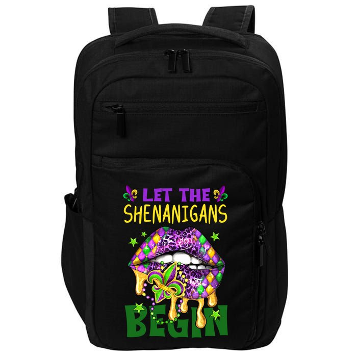 Let The Shenanigans Begin Mardi Gras Lips Impact Tech Backpack