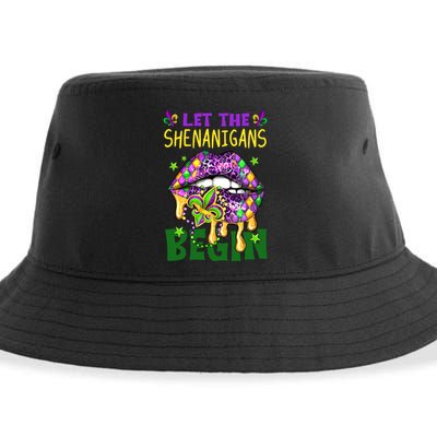 Let The Shenanigans Begin Mardi Gras Lips Sustainable Bucket Hat