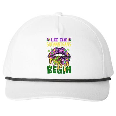 Let The Shenanigans Begin Mardi Gras Lips Snapback Five-Panel Rope Hat