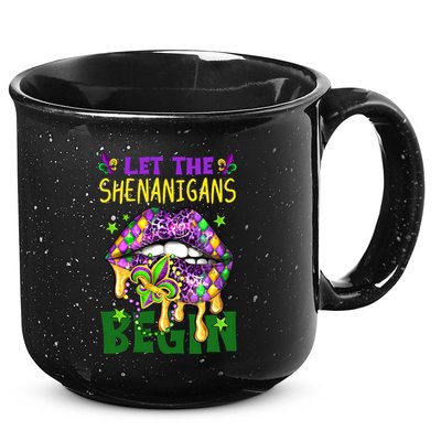 Let The Shenanigans Begin Mardi Gras Lips 15oz Campfire Ceramic Mug