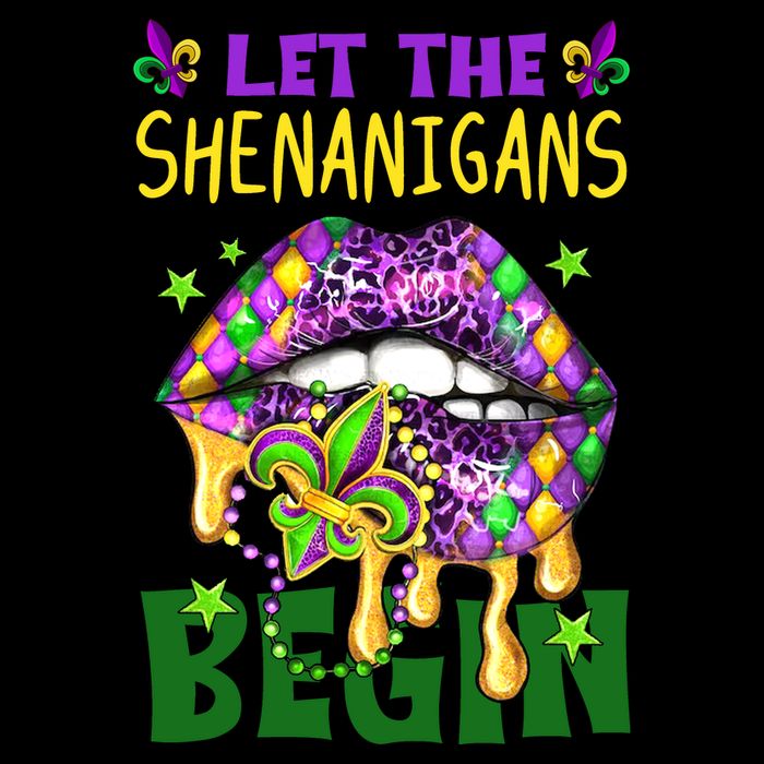 Let The Shenanigans Begin Mardi Gras Lips Flatbill Hat