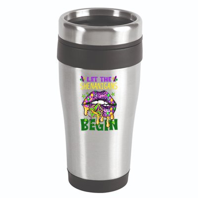 Let The Shenanigans Begin Mardi Gras Lips 16oz Travel Tumbler
