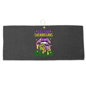 Let The Shenanigans Begin Mardi Gras Lips Large Microfiber Waffle Golf Towel