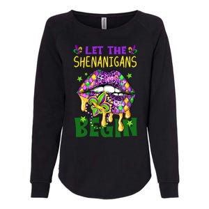 Let The Shenanigans Begin Mardi Gras Lips Womens California Wash Sweatshirt