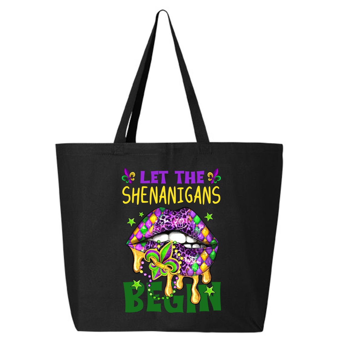 Let The Shenanigans Begin Mardi Gras Lips 25L Jumbo Tote