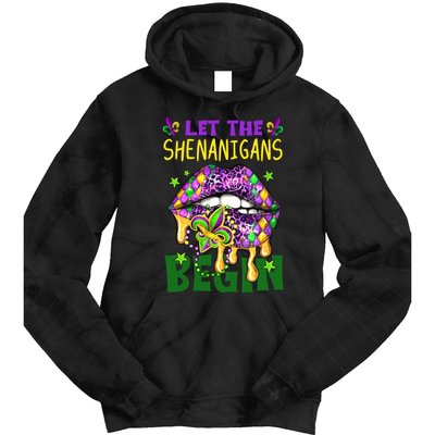 Let The Shenanigans Begin Mardi Gras Lips Tie Dye Hoodie