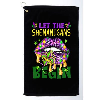Let The Shenanigans Begin Mardi Gras Lips Golf Towel
