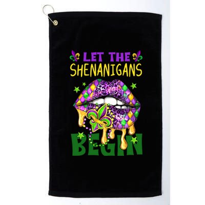 Let The Shenanigans Begin Mardi Gras Lips Platinum Collection Golf Towel