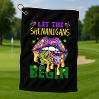 Let The Shenanigans Begin Mardi Gras Lips Golf Towel