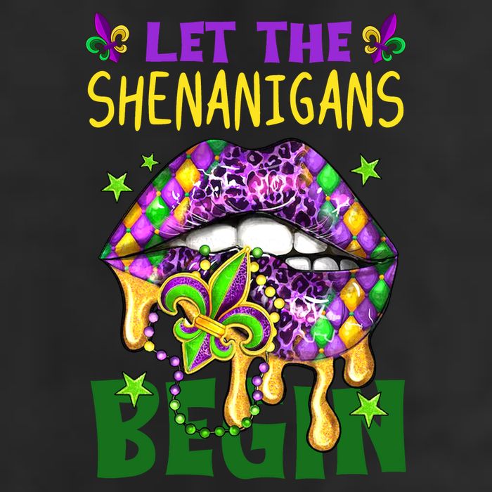 Let The Shenanigans Begin Mardi Gras Lips Golf Towel