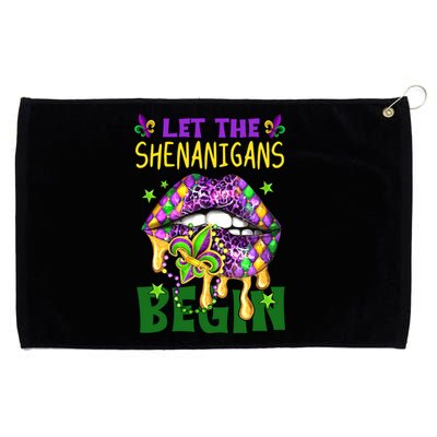 Let The Shenanigans Begin Mardi Gras Lips Grommeted Golf Towel