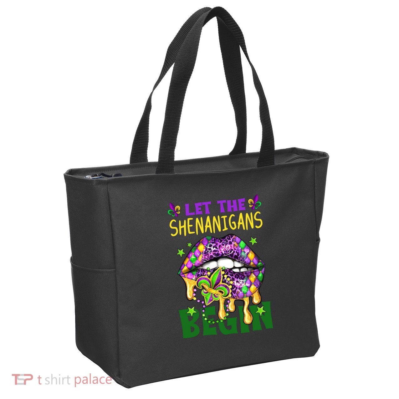 Let The Shenanigans Begin Mardi Gras Lips Zip Tote Bag