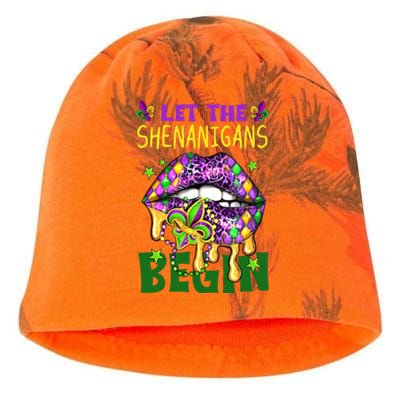 Let The Shenanigans Begin Mardi Gras Lips Kati - Camo Knit Beanie