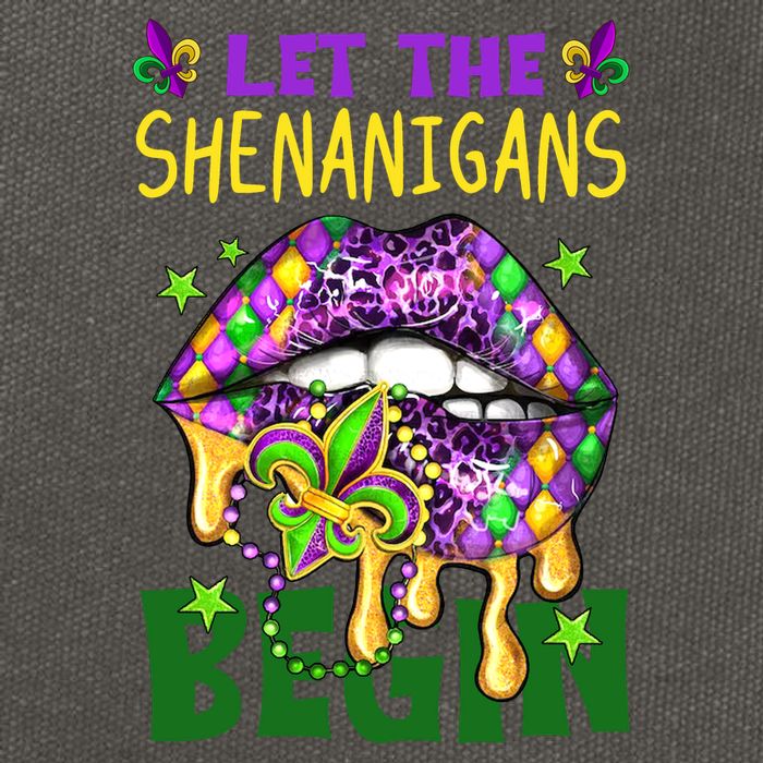 Let The Shenanigans Begin Mardi Gras Lips Cotton Canvas Backpack