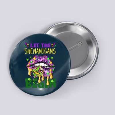 Let The Shenanigans Begin Mardi Gras Lips Button