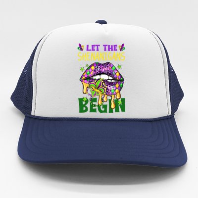 Let The Shenanigans Begin Mardi Gras Lips Trucker Hat