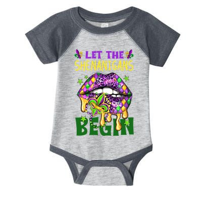 Let The Shenanigans Begin Mardi Gras Lips Infant Baby Jersey Bodysuit