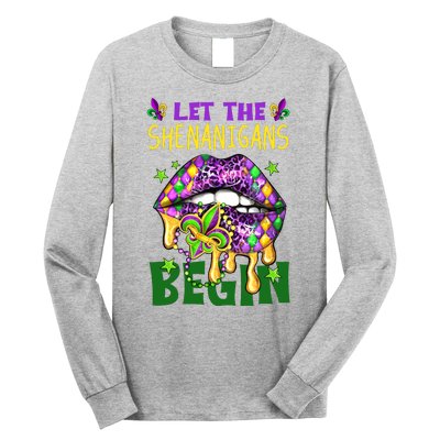 Let The Shenanigans Begin Mardi Gras Lips Long Sleeve Shirt