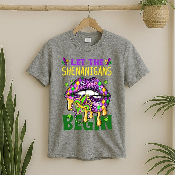Let The Shenanigans Begin Mardi Gras Lips T-Shirt