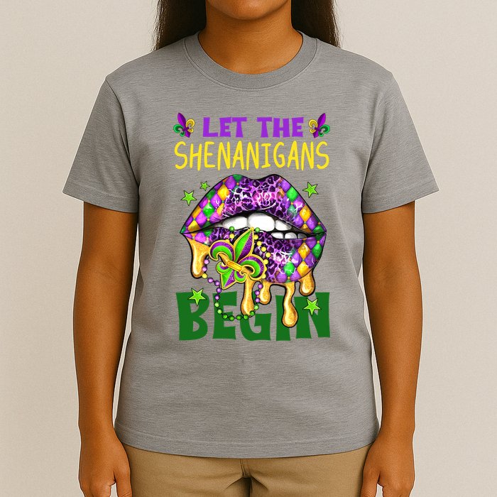 Let The Shenanigans Begin Mardi Gras Lips T-Shirt