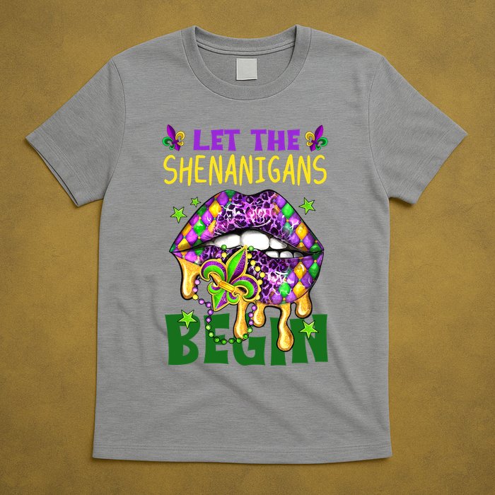 Let The Shenanigans Begin Mardi Gras Lips T-Shirt
