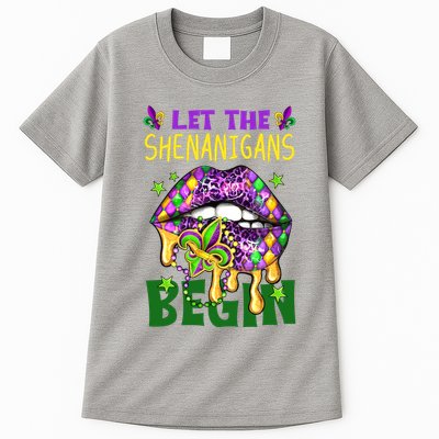 Let The Shenanigans Begin Mardi Gras Lips Tall T-Shirt