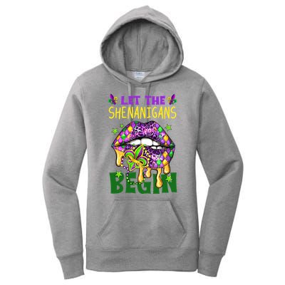 Let The Shenanigans Begin Mardi Gras Lips Women's Pullover Hoodie