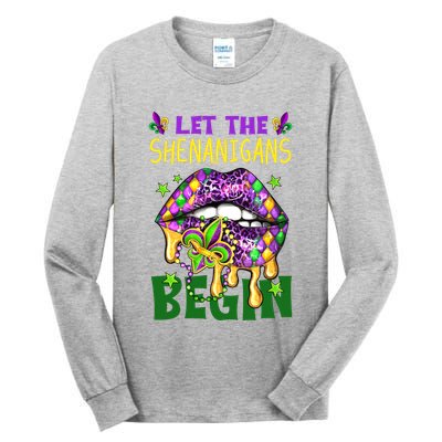Let The Shenanigans Begin Mardi Gras Lips Tall Long Sleeve T-Shirt