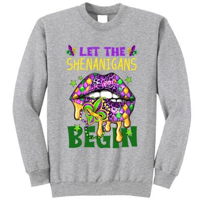 Let The Shenanigans Begin Mardi Gras Lips Tall Sweatshirt