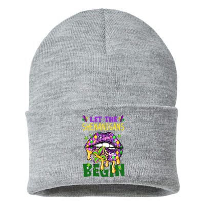 Let The Shenanigans Begin Mardi Gras Lips Sustainable Knit Beanie