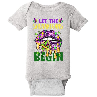 Let The Shenanigans Begin Mardi Gras Lips Baby Bodysuit