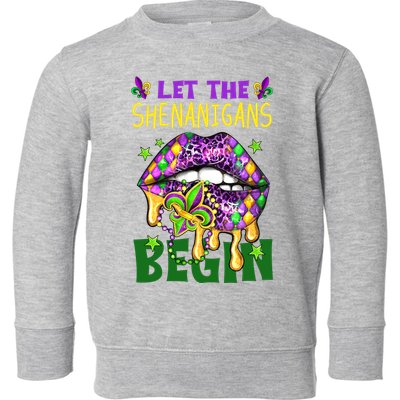 Let The Shenanigans Begin Mardi Gras Lips Toddler Sweatshirt