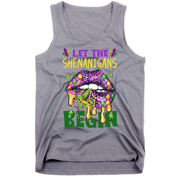 Let The Shenanigans Begin Mardi Gras Lips Tank Top