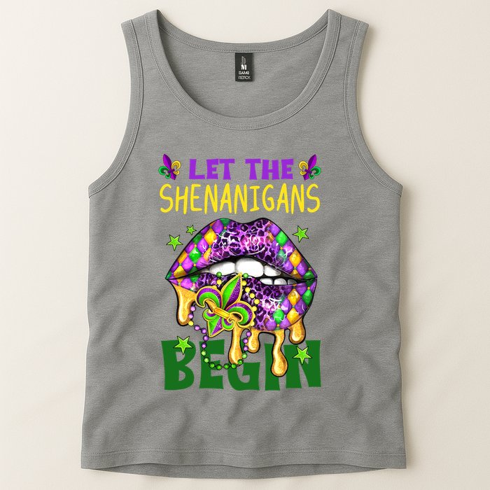 Let The Shenanigans Begin Mardi Gras Lips Tank Top
