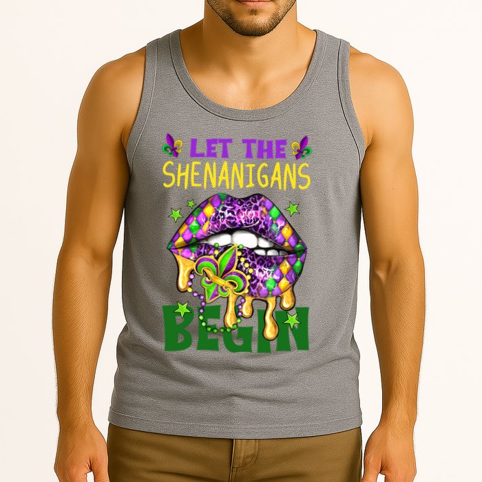 Let The Shenanigans Begin Mardi Gras Lips Tank Top