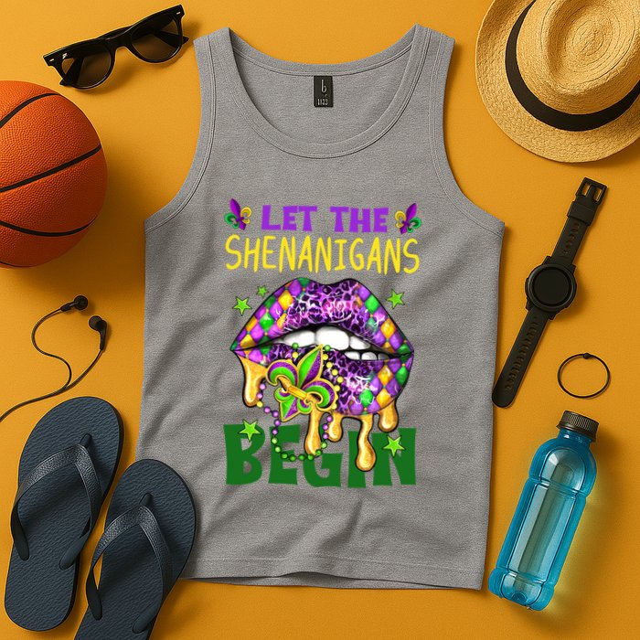 Let The Shenanigans Begin Mardi Gras Lips Tank Top