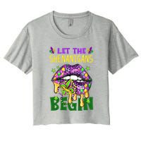 Let The Shenanigans Begin Mardi Gras Lips Women's Crop Top Tee