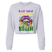 Let The Shenanigans Begin Mardi Gras Lips Cropped Pullover Crew