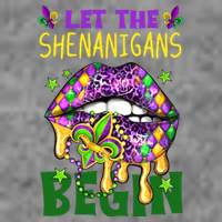 Let The Shenanigans Begin Mardi Gras Lips Cropped Pullover Crew